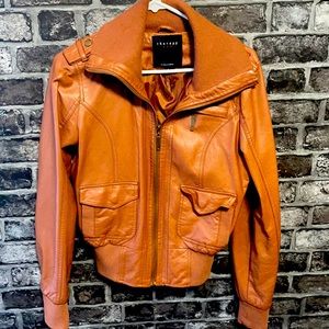 faux tan leather jacket